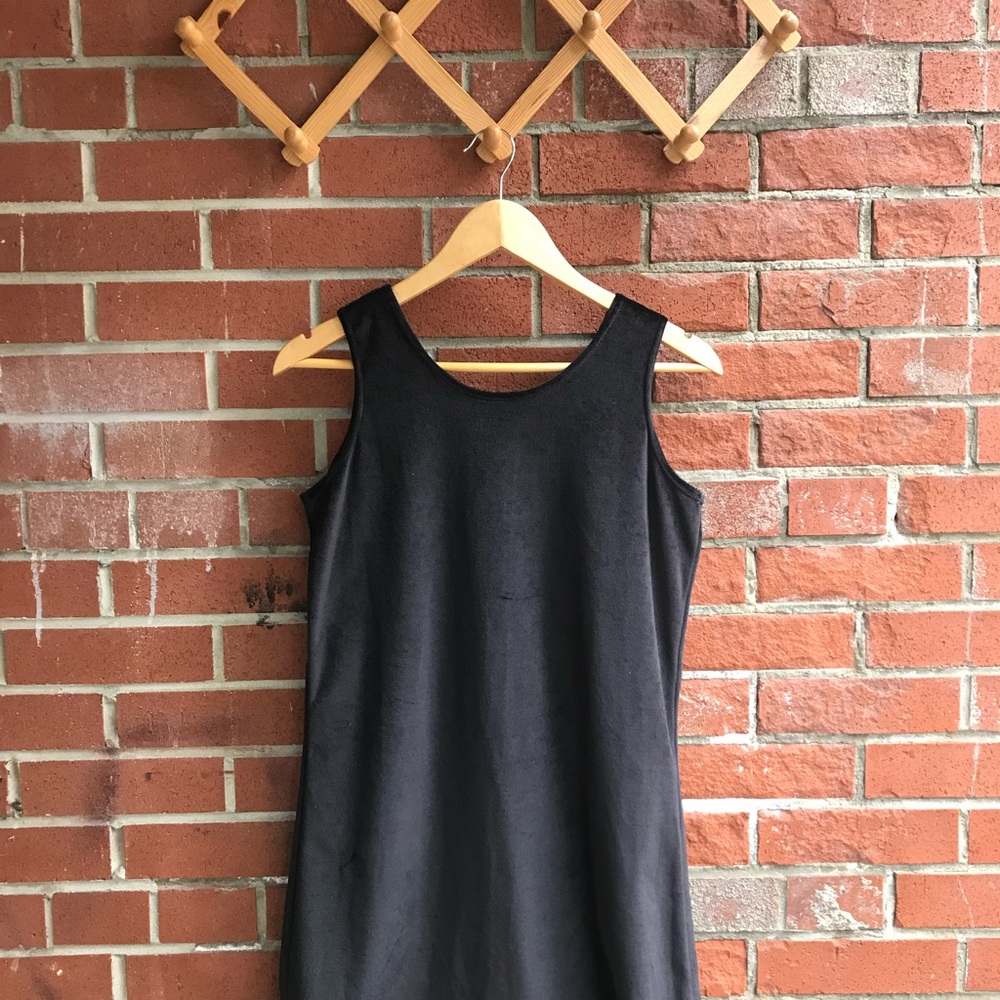 90's Vintage Little Black Velvet Sleeveless Dress Youth 16